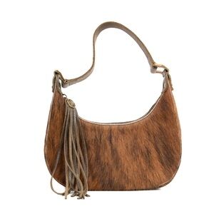 Montana West Cow Leather and Fur Shoulder Purse
